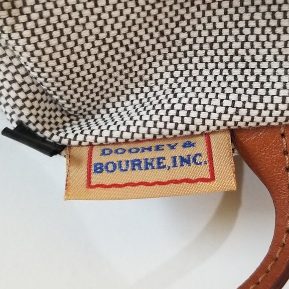Dooney & Bourke Signature DB Logo Cream Canvas Braided Leather Shoulder Handbag - Picture 8 of 13